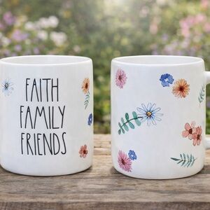 NEW Rae Dunn “FAITH FAMILY FRIENDS” Floral Mug – Beautiful Inspirational Coffee